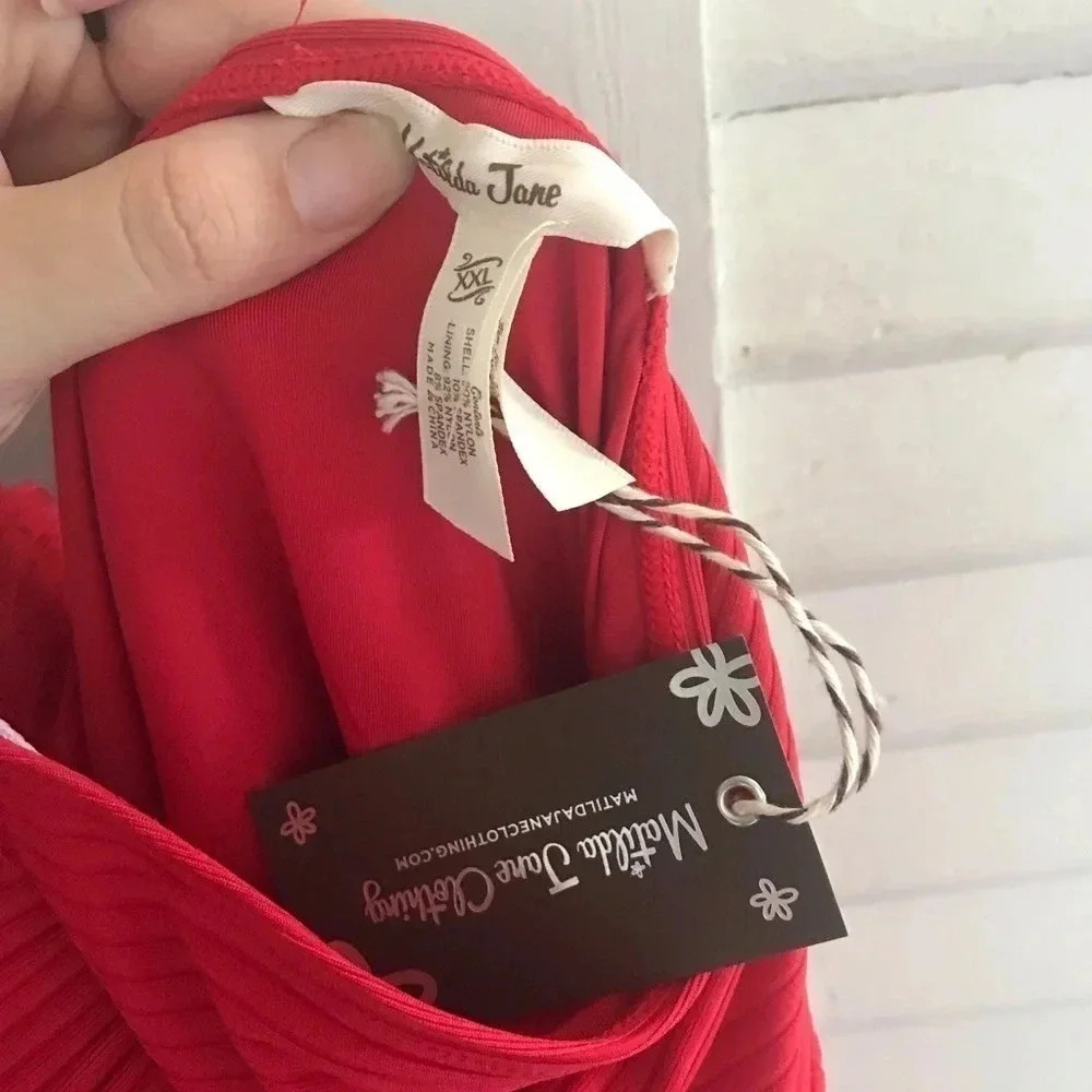 Matilda Jane Poolside Party retro red swimsuit NWT halter style size XXL - Picture 7 of 8